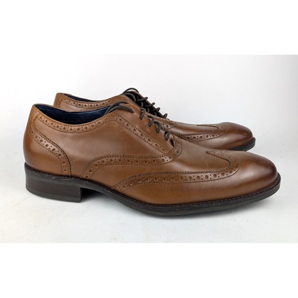 Cole Haan Wayne Wingtip Oxford Leather British Tan Brown Shoes Mens Sz 10 C30687
